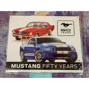 Mustang Fiftieth Anniversary 16w12.5h Tim Sign Garage Man Cave Workshop Decor